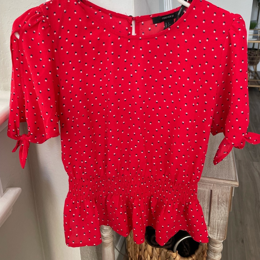 Red Polka Dot Holiday Blouse